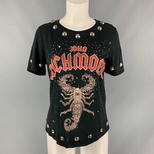 JOHN RICHMOND Size S Black Print Cotton Crew-Neck T-Shirt